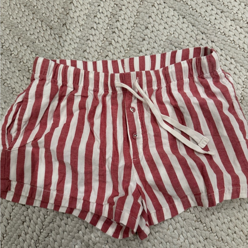 Striped Red and White Women's Shorts